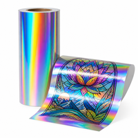 Rollo de Película Holográfica Brillante de PET Ecológico, Duradero, Autoadhesivo, Impermeable, para Grabado Láser, Imprimible, para Pegatinas de Vidrio