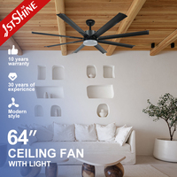 Ventilateur de plafond 1stshine de 64 pouces avec pales métalliques, grande taille, faible consommation d'énergie, ultra silencieux, économie d'énergie, avec lumière LED