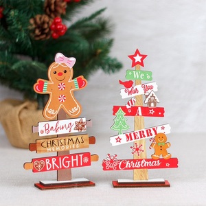 Youlun arbre de noël ornements de table en bois petit le pain d'épice homme arbre de noël décoration de bureau artisanat - Product Image 5