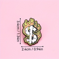Broche en émail audacieuse et tendance-Signe dollar avec flammes. Idéal pour les Fans de Streetwear et de Pop - Culture.