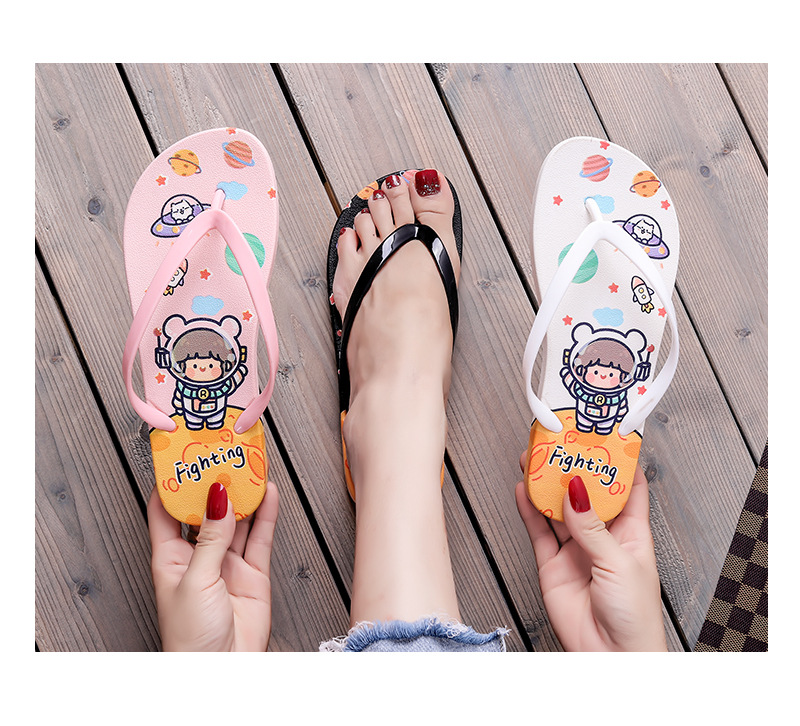 Summer Cartoon Flip-flops Women Non-slip PVC Plastic Beach Sandals Women Filp Flops Slippers
