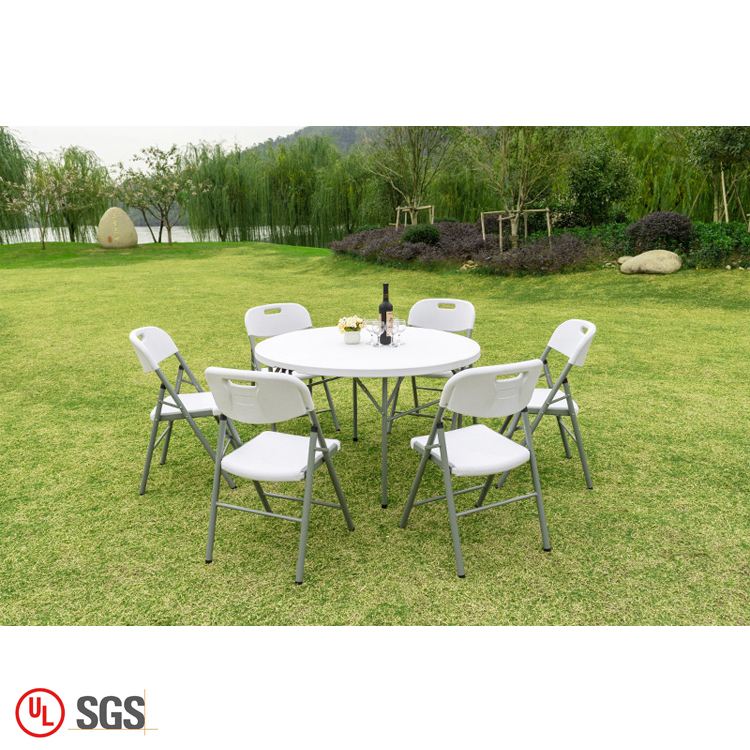 ZL-ZY122 / Round fold-in-half table outdoor portable folding table and chair set