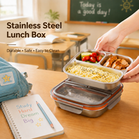 Aohea 304 Edelstahl 4-Fach Lebensmittelbehälter BPA-frei Maßgefertigte Meal-Prep Lunchbox für das Büro