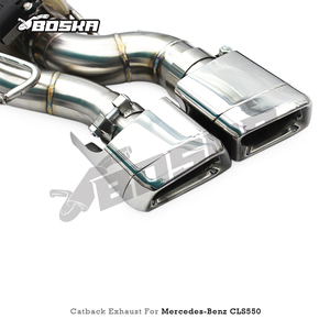 Échappement Catback avec soupape électronique, finition polie de luxe, Mercedes-Benz CLS550 V8 4.7L 2010-2016, Boska Racing, tuyau en acier inoxydable - Product Image 2