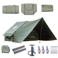 Grande tente gonflable de luxe en coton PVC Oxford, étanche, durable, portable, pour 3-4 personnes, pour le camping en plein air, quatre saisons