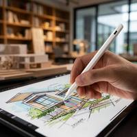 Pena Stylus Universal Adsorpsi Magnetik T1 Active Pencil untuk Semua Tablet, Tombol Sentuh Ganda, Pengisian Daya 30 Menit