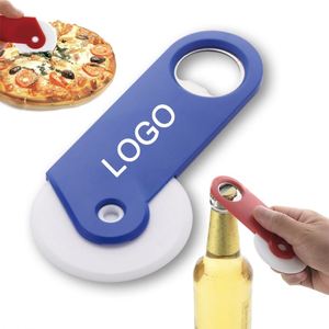 Outil de cuisine multifonctionnel 2 en 1, coupe-pizza en plastique, ouvre-bouteille, logo personnalisé, fabrication sur mesure, roue à pizza personnalisée - Product Image 1