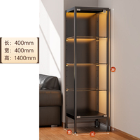 Vitrine moderne en verre transparent sur pied avec éclairage pour figurines et modèles de jouets, pour le rangement - Utilisation domestique dans le salon