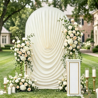 Toile de fond ronde plissée en polyester écologique - Décoration de mariage romantique avec tissu extensible sans couture pour une utilisation en intérieur/extérieur