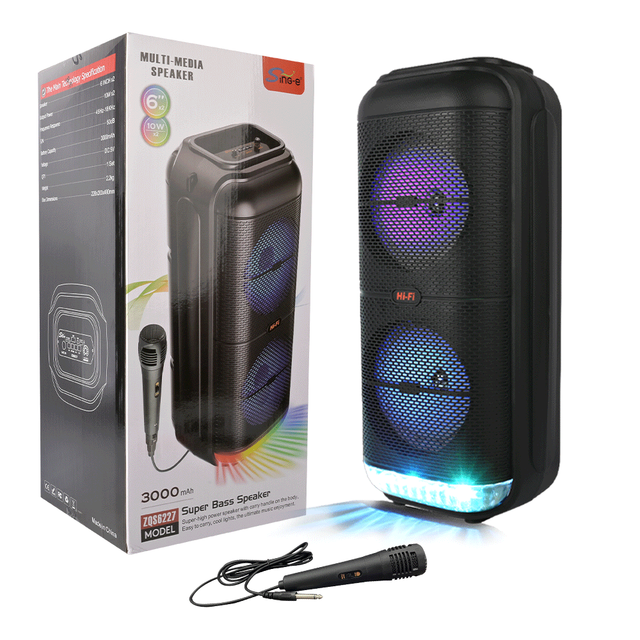 Sing-E ZQS6227 Portable Blue Tooth Wireless Speaker 6.5-Inch Subwoofer Long Battery Life Outdoor Parties Mini FM USB AUX