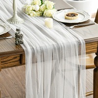 Nappe de table en filet de couleur unie, nappe en polyester, décoration d'intérieur, décoration d'arche de mariage américaine, voile de table pour banquet