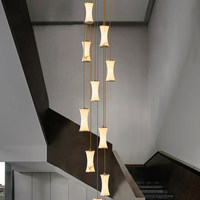 Lustre d'escalier en albâtre espagnol, petit modèle, pour villa auto-construite, coin d'escalier, salon, lampe décorative entièrement en cuivre