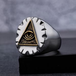 Bague pour homme en acier inoxydable étanche, motif Œil qui tout voit, style Hip Hop, Œil de la Provéidence maçonnique, Punk, Biker, Bijou - Product Image 4