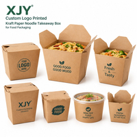 Boîte à emporter pour nouilles en papier kraft avec logo personnalisé XJY pour l'emballage alimentaire