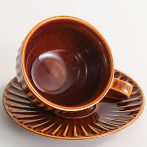 ชุดถ้วยกาแฟและจานรองเซรามิกสไตล์อิตาลีขนาด 220 มล. สำหรับใช้ในสำนักงาน/บ้าน เหมาะสำหรับกาแฟคาปูชิโน่และลาเต้ - Product Image 2