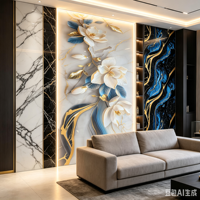 Panneaux muraux décoratifs imperméables anti-UV de haute qualité avec revêtement brillant, design moderne pour intérieur/TV et divertissement commercial