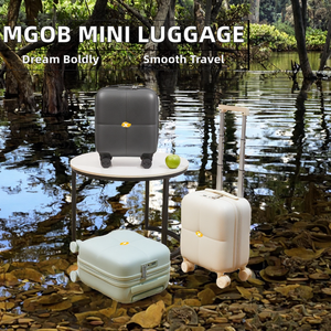 MGOB 14 Inch <strong>Mini</strong> Suitcase Lightweight Underseat Luggage with Spinner Caster Waterproof PC Cute Cabin Case Strap Carry Luggage - Product Image 2