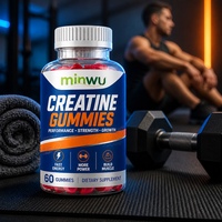 Gummies de créatine et L-glutamine pour la récupération post-entraînement, la croissance musculaire et la force chez l'adulte - Formule naturelle faible en glucides, végétalienne et sans gluten
