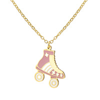 Collier pendentif mode en forme de patins à roulettes, en acier inoxydable émaillé, résistant à l'eau, style sportif, cadeau