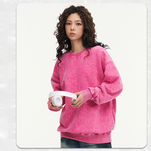 H5477 Sudaderas Unisex Personalizadas al por Mayor, 430 g/m², 100% Algodón, Lavadas con Ácido, Cuello Redondo, Talla Grande - Product Image 3