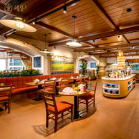 Vente en gros de café-boutique de café de luxe léger personnalisé du Moyen-Orient meubles de restaurant d'hôtel carrés en bois