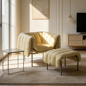 Sillón de Diseño Ergonómico Contemporáneo con Tapicería de Tela para Sala de Estar o Oficina - Product Image 6