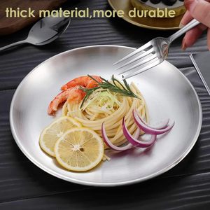 SS304 Dishwasher Safe Kids 14cm 17cm 20cm 23cm 26cm 30cm Stainless Steel <strong>Pizza</strong> Pans Dinnerware BBQ Tray Restaurant Salad <strong>Plates</strong> - Product Image 3