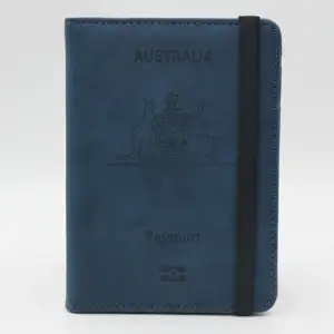 Porta-passaporte RFID australiano capa de couro canguru para passaporte PU Certificate sacos para impressão em tela de seda capa para passaporte de viagem