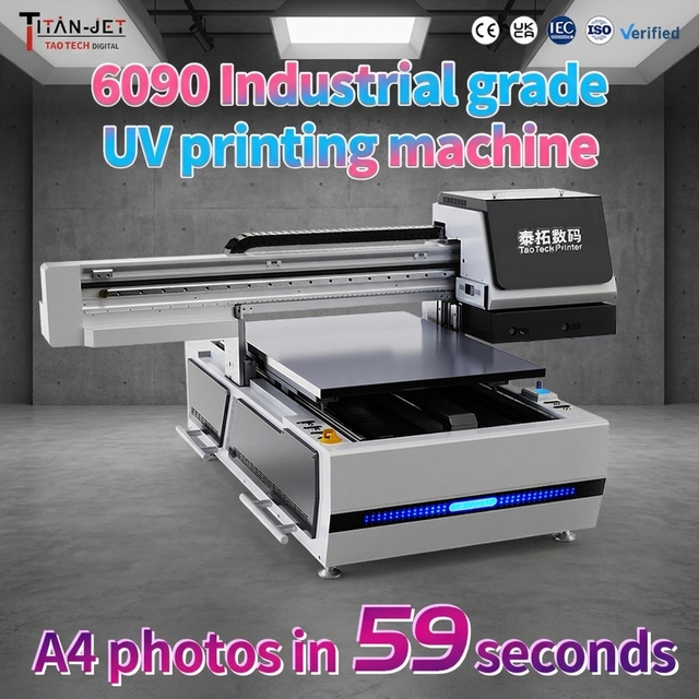 Industrial Grade 6090 UV DTF Flatbed Printer 1600E1 Print Head High Precision New UV Ink 1 Year Warranty Label Printer 3 Head