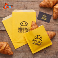 Sac à croissants en papier sulfurisé jaune imprimé avec logo personnalisé, emballage alimentaire de qualité pour boulangerie, pâtisserie, café