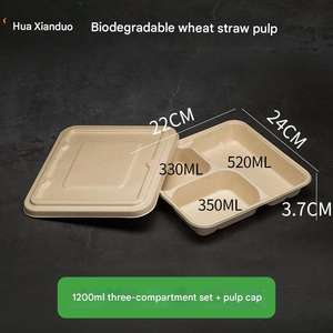 Cajas de Almuerzo Ecológicas Desechables y Compostables de 2-5 Compartimentos, Fabricadas con Bagazo, Resistentes al Agua, al Aceite y con Tapa Antivaho - Product Image 2