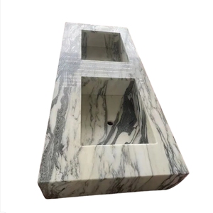 Venta caliente, nuevo diseño de lujo, Arabescato, <span class=keywords><strong>piedra</strong></span> de mármol blanco, doble fregadero, tocador independiente, conjunto de muebles de baño - Product Image 1