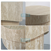 Table basse en travertin beige Ovar de style Wabi-sabi, 100% pierre naturelle, pour salon, villa, appartement, hôtel, meubles