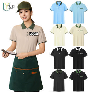 Camiseta de Manga Corta para Personal de Restaurante, Ropa de <span class=keywords><strong>Trabajo</strong></span> con Patrón Sólido para Cafetería, Tienda de Té con Leche, Bar de Aperitivos, Panadería, Camareros - Product Image 1