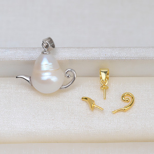 Pendentif en argent S925 de style européen et américain, chaîne de clavicule en forme de théière, baroque, composants de fabrication de pendentifs en perles DIY - Product Image 1