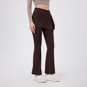Women's 2-in-1 Flared Yoga Pants with Skirt Overlay High Waist Tummy Control <b>Leggings</b> <b>Butt</b> <b>Lifting</b> Quick Dry Activewear Trouser - Product Image 4
