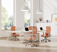 JOHOOFURNITURE Chaise de bureau ergonomique moderne avec repose-pieds, chaise de bureau en maille pour salle de réunion - Accoudoirs réglables, respirante et durable
