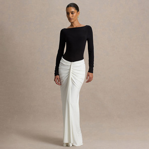 OEM 서비스 파티 솔리드 컬러 슬림핏 섹시하고 우아한 백리스 플로어 길이 머메이드 롱 슬리브 맥시 이브닝 드레스 가운 - Product Image 1