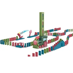 Elektrische Verlichting Automatische Leggen Domino Bouwsteen Set Trein Speelgoed Voor Plezier