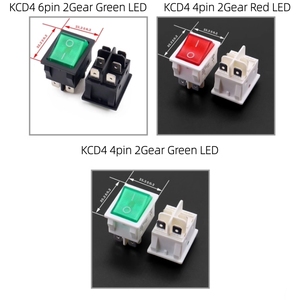 Interruptor Basculante de Alta Corriente KCD4 30A/40A |   Interruptor de 2 Posiciones SPDT de 4/6 Pines para Máquina de Soldar |   LED Rojo/Verde Iluminado - Product Image 4