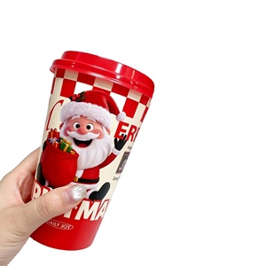 16oz 24oz Christmas IML PP Injection <b>Cups</b> with Lid 500ml 700ml Wholesale <b>Plastic</b> Milk Tea Juice Coffee <b>Cups</b> Mixed 5 Patterns - Product Image 1