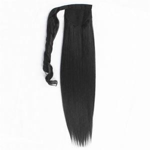 Vente en gros <span class=keywords><strong>de</strong></span> marque privée <span class=keywords><strong>de</strong></span> meilleure qualité longue kanekalon <span class=keywords><strong>fausse</strong></span> <span class=keywords><strong>queue</strong></span> <span class=keywords><strong>de</strong></span> <span class=keywords><strong>cheval</strong></span> noire <span class=keywords><strong>de</strong></span> 26 pouces 160g au toucher naturel - Product Image 3