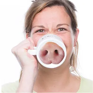 11盎司陶瓷白色搞笑鼻子升华咖啡杯搞笑鼻杯