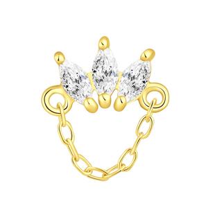 Piercing Stories 14K oro sólido cadena colgante Marquise Cut CZ Threadless Tops Piercings joyería - Product Image 1