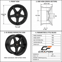 Jantes forgées CF Aero-Design à cinq branches, 20-22 pouces, 5x130 PCD, noir brillant pour Taycan Cross Turismo