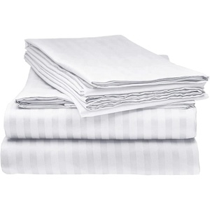 Customized <strong>Single</strong> Double Queen King White Stripe Cotton Hotel Bed <strong>Sheet</strong> Flat <strong>Sheet</strong> <strong>Fitted</strong> <strong>Sheet</strong> Set - Product Image 5