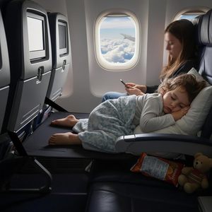 <b>Portable</b> Baby Sleeping Pad With Velvet Cover For Airplane And Train Travel Child Rest <b>Bed</b> Black - Product Image 3