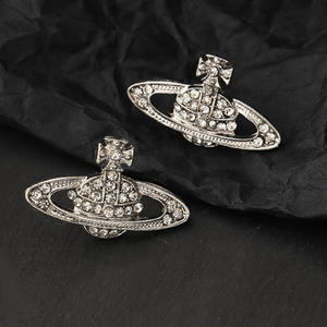 European American Style Zircon Saturn <b>Stud</b> <b>Earrings</b> <b>Crystal</b> Rhinestone Planet Universe <b>Stud</b> <b>Earrings</b> - Product Image 3