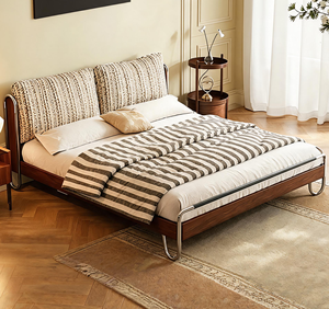 Lit de repos Boori en bois massif, mobilier de chambre à coucher simple, classique, durable et confortable, taille King ou Queen, pour adultes - Product Image 1