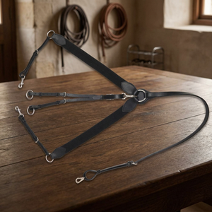 Harnais de poitrine pour cheval de haute qualité à 3 points, réglable, en cuir, équipement d'équitation et d'entraînement, vente en gros - Product Image 3